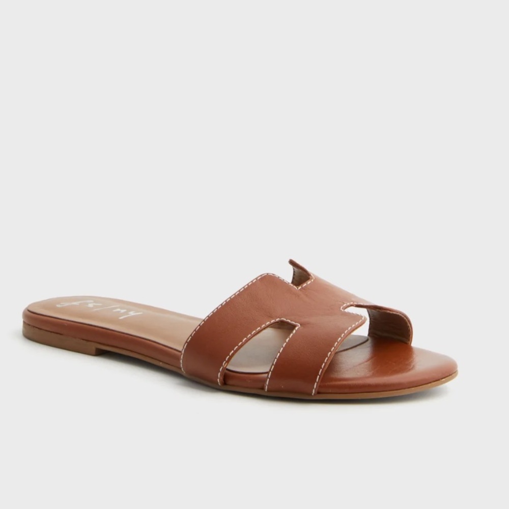 Tuckernuck Tan Leather Slide Sandals